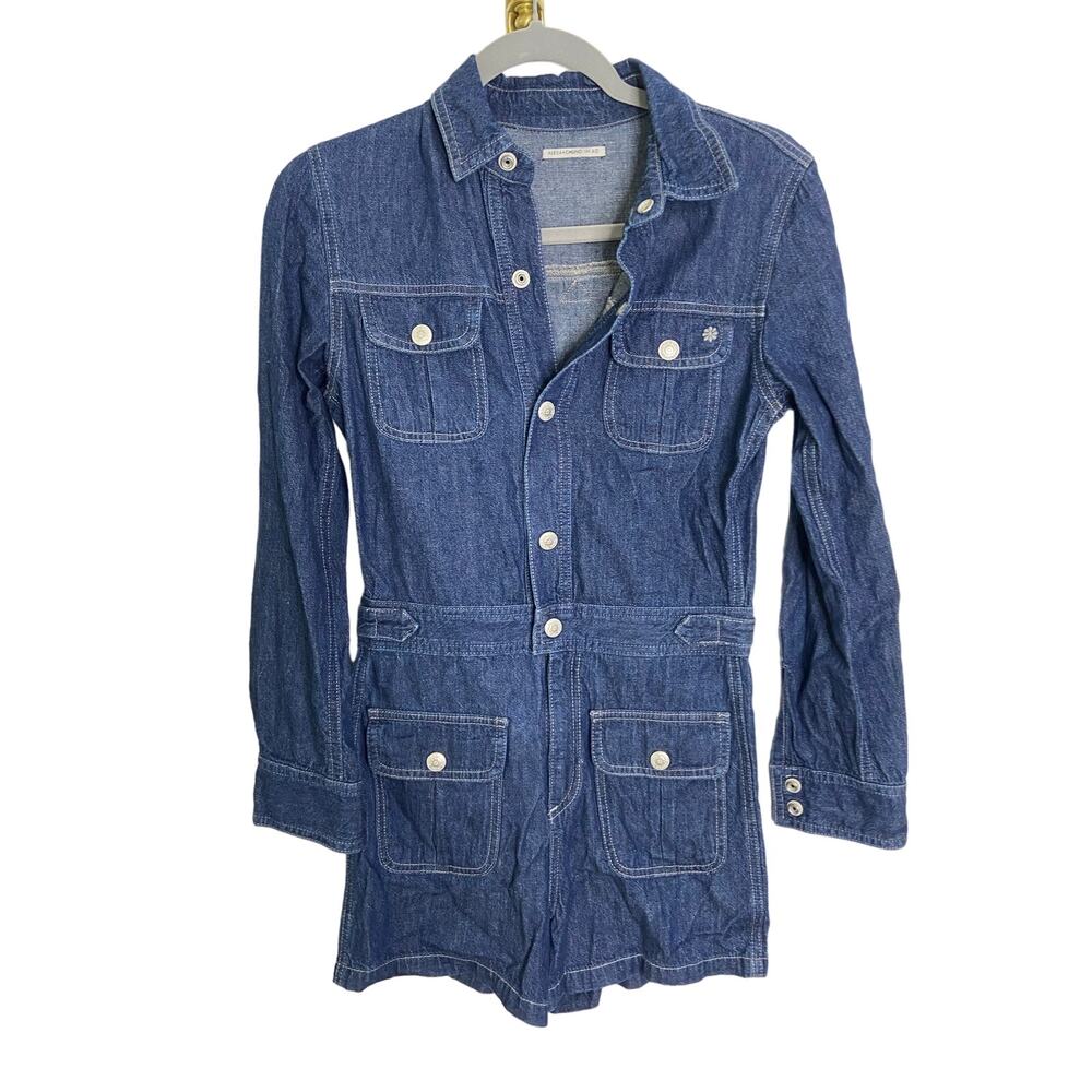 Alexa Chung for AG Loretta Denim Romper Long Sleeve Western Cowboy Country Small - Picture 3 of 8